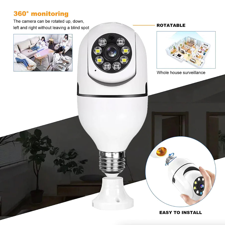 360° 1080P IP E27 Light Bulb Camera Wi-Fi IR Night Smart Home Wireless Security 360° 1080P IP E27 Light Bulb Camera Wi-Fi IR Night Smart Home Wireless Security