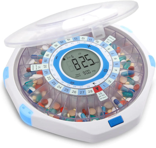 LiveFine WiFi Automatic Pill Dispenser – 28-Day Medication Organizer with Remote Monitoring, Locking Key & Light/Sound Alarms