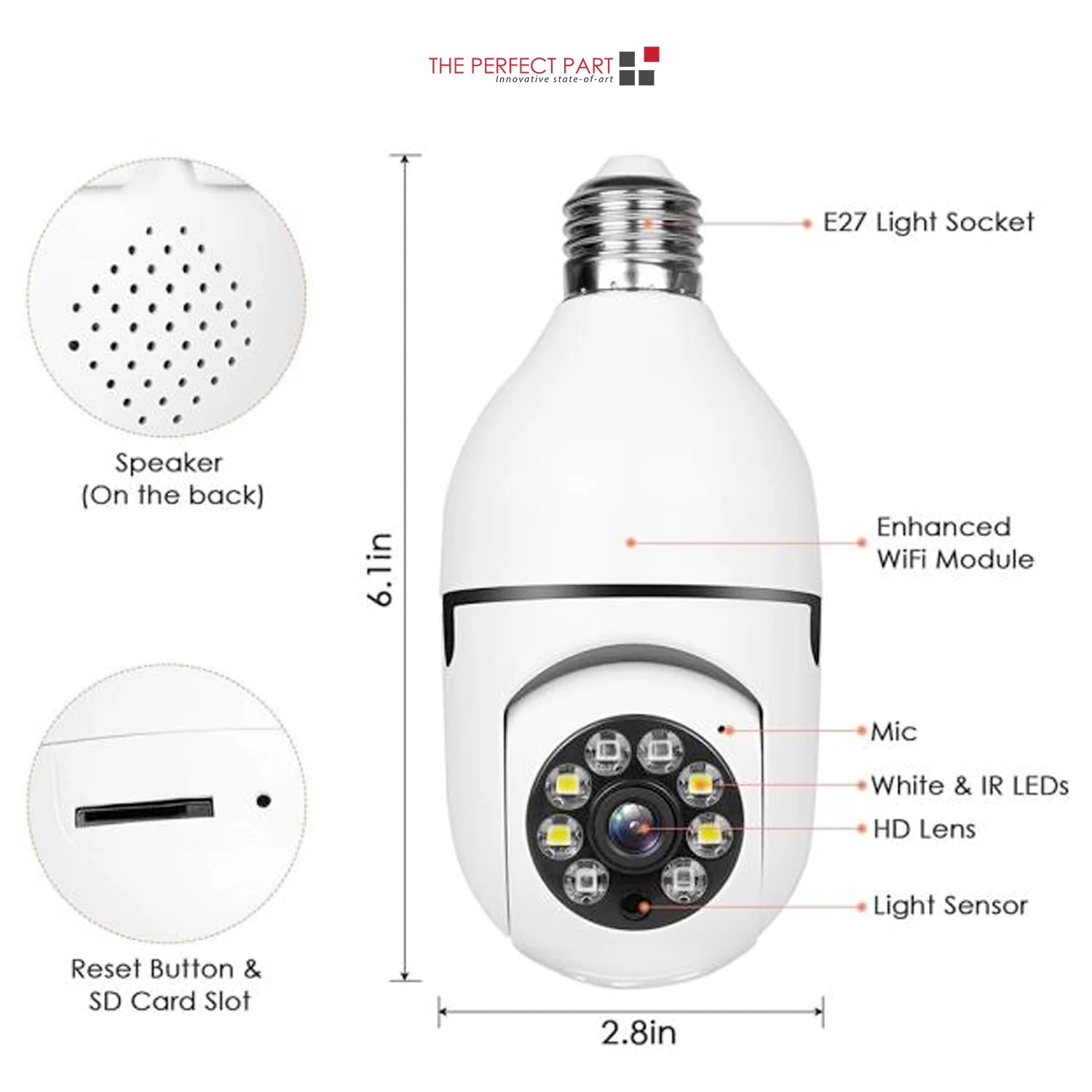 360° 1080P IP E27 Light Bulb Camera Wi-Fi IR Night Smart Home Wireless Security 360° 1080P IP E27 Light Bulb Camera Wi-Fi IR Night Smart Home Wireless Security