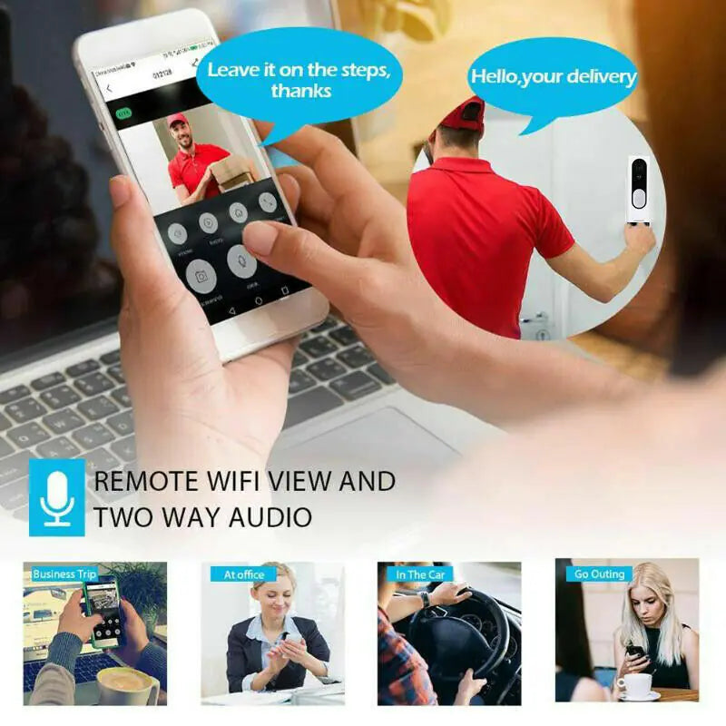 WiFi Ring Doorbell – 1080P HD Wireless Security Camera with Chime and Night Vision