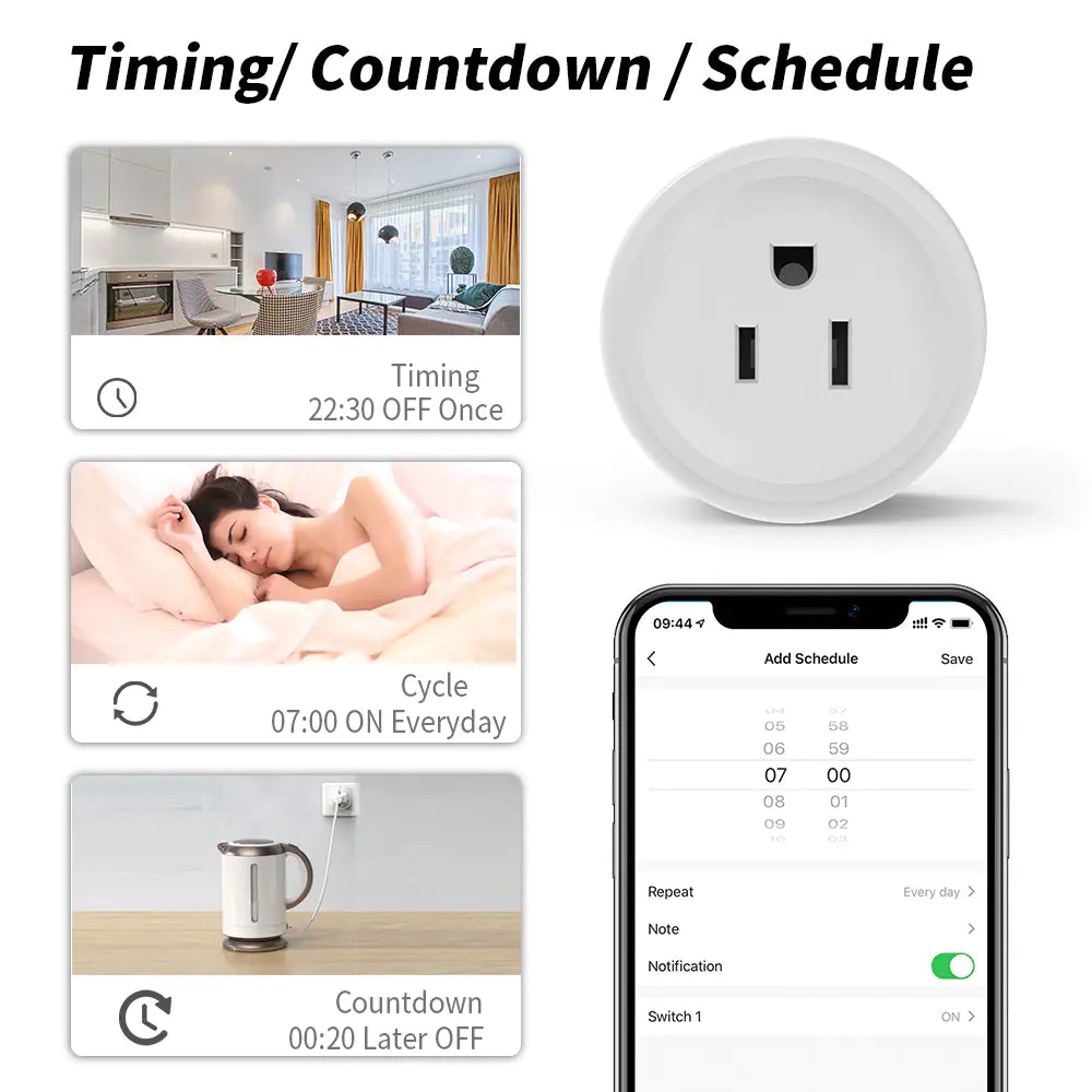Tuya WiFi Zigbee Smart Plug – Remote Voice Control, Energy Monitoring, and Timer Function