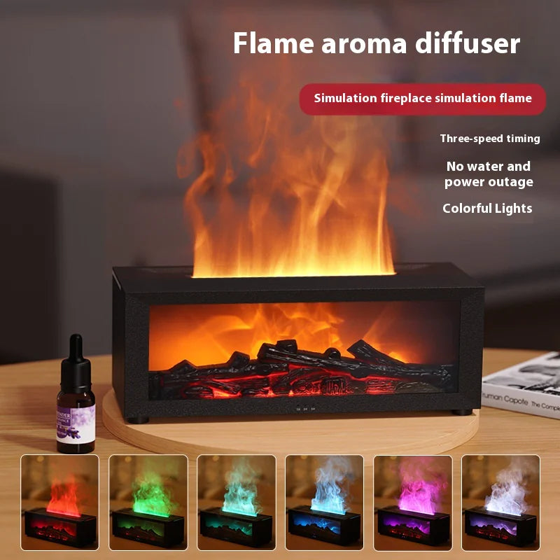 Flame Essential Oil Diffuser – Ultrasonic Aromatherapy Humidifier with LED Flame Effect & Remote Control