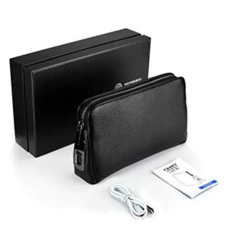 Men's Fingerprint Lock Clutch – Luxury Cowhide Handbag with USB Charging and Anti-Theft Security
