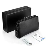 Men's Fingerprint Lock Clutch – Luxury Cowhide Handbag with USB Charging and Anti-Theft Security
