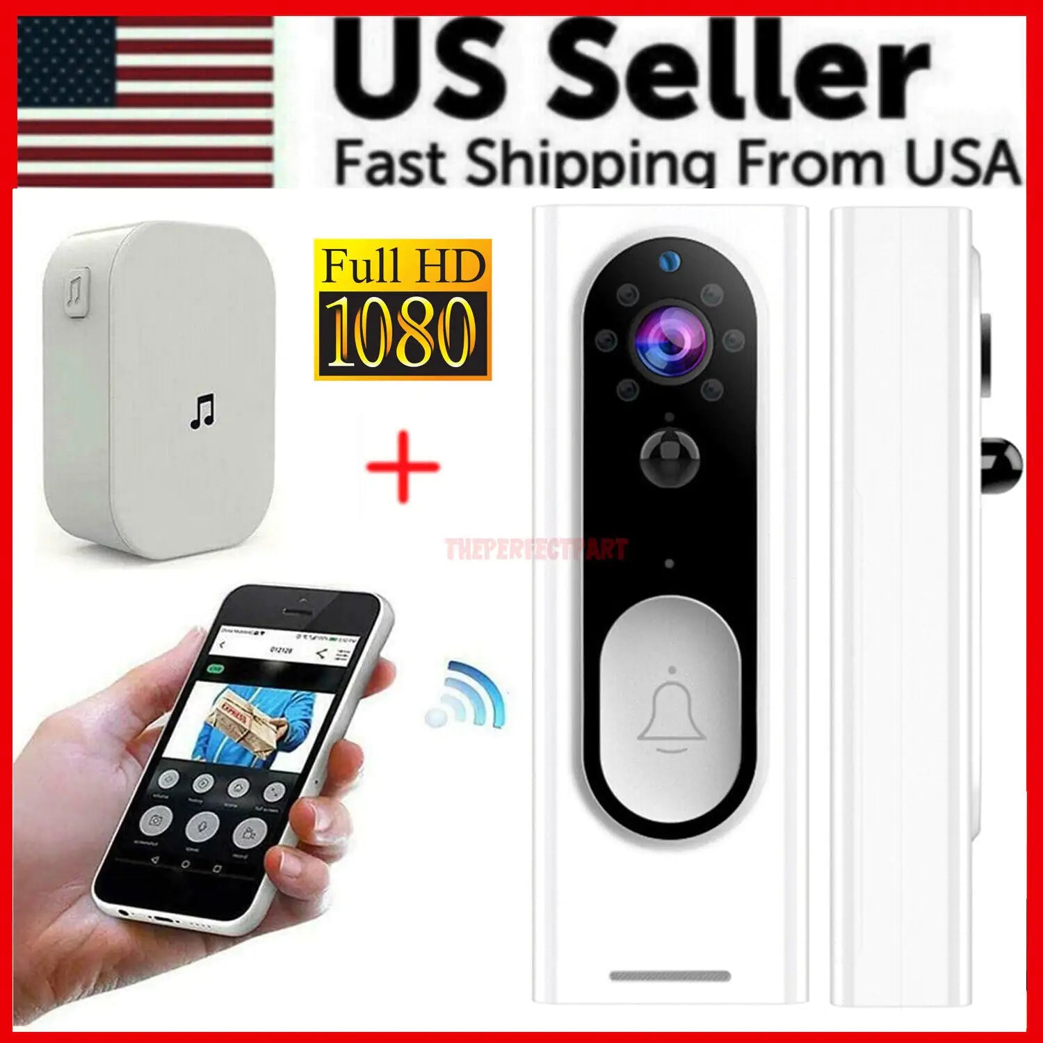 WiFi Ring Doorbell – 1080P HD Wireless Security Camera with Chime and Night Vision
