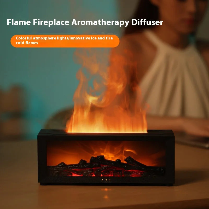 Flame Essential Oil Diffuser – Ultrasonic Aromatherapy Humidifier with LED Flame Effect & Remote Control