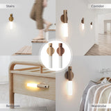 Magnetic Motion Sensor LED Night Light – USB Rechargeable Wooden Base Light for Hallways, Cabinets & Bedrooms