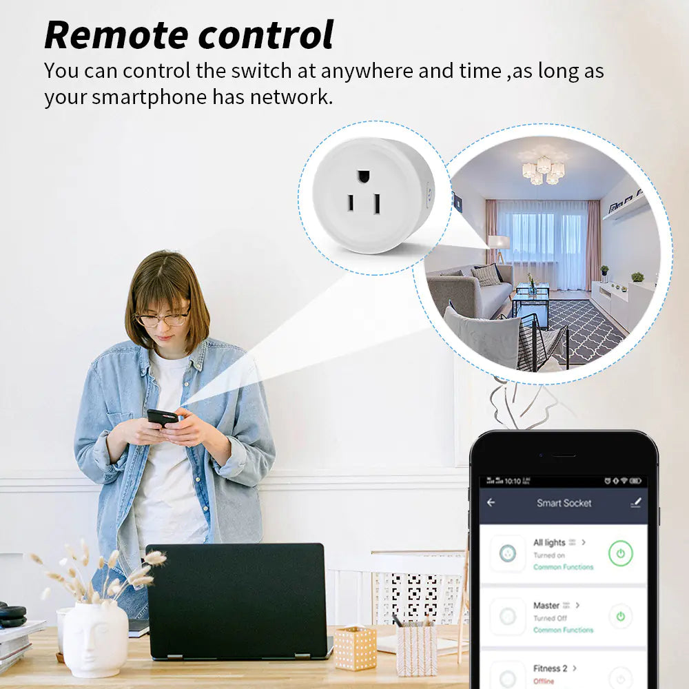 Tuya WiFi Zigbee Smart Plug – Remote Voice Control, Energy Monitoring, and Timer Function