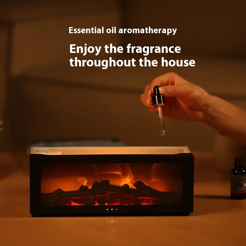 Flame Essential Oil Diffuser – Ultrasonic Aromatherapy Humidifier with LED Flame Effect & Remote Control